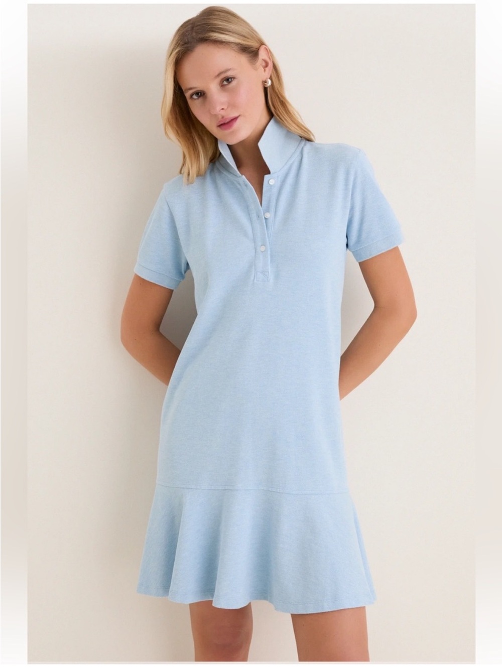 Tickernuck Light Blue Pique May Polo Dress 100% cotton